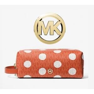 Michael Kors Orange Polka Dot Cosmetic Bag NWT